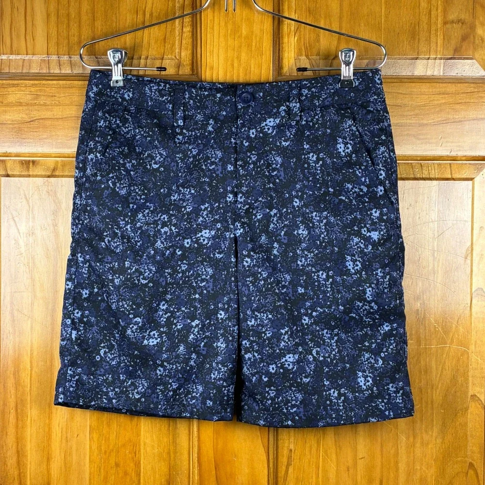 Under Armour Boys Drive Blue Splatter Print Golf Shorts Activewear Sz Lg
